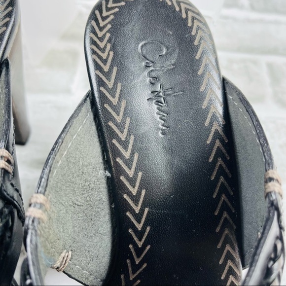Cole Haan Skylar Women’s Size 7 Wooden Heel Black Leather Slide Sandal - Picture 5 of 9